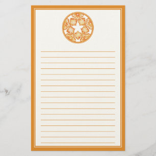 Autumn Lined Decorative Floral Tiles Stationery