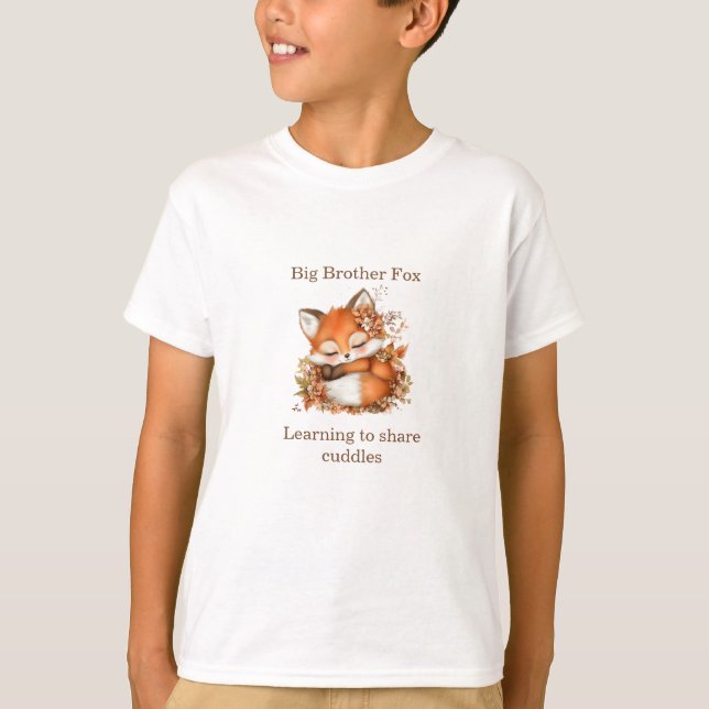 Autumn Little Fox Baby Shower “Big Brother”  T-Shirt (Front)