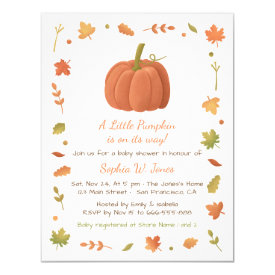 Autumn Little Pumpkin Baby Shower Invitations