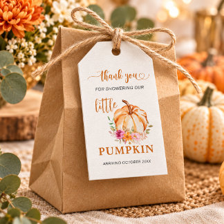 Autumn Little Pumpkin Baby Shower Thank You Gift Tags