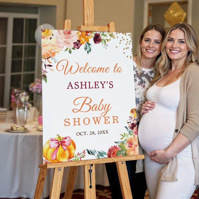 Autumn Little Pumpkin Floral Baby Shower Foam Board (Creator Uploaded)