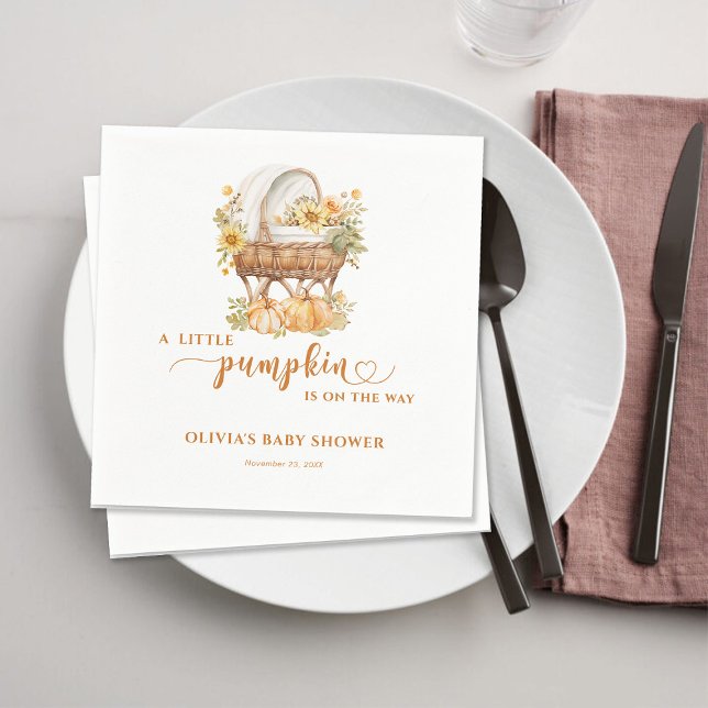 Autumn Little Pumpkin Neutral Baby Shower Napkins (Creator Uploaded)