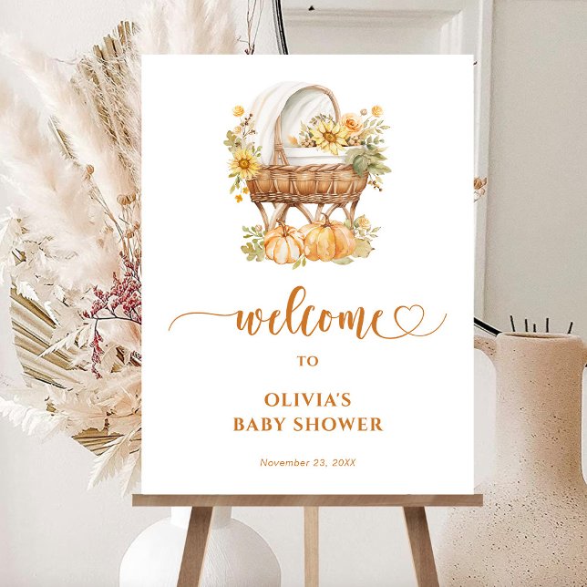 Autumn Little Pumpkin Neutral Baby Shower Welcome Foam Board (Creator Uploaded)