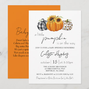 Autumn Little Pumpkin Sunflower Baby Sprinkle Invitation