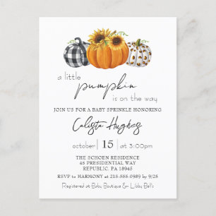 Autumn Little Pumpkin Sunflower Baby Sprinkle Postcard