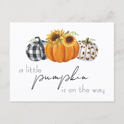 Autumn Little Pumpkin Sunflower Rustic Baby Shower Postcard