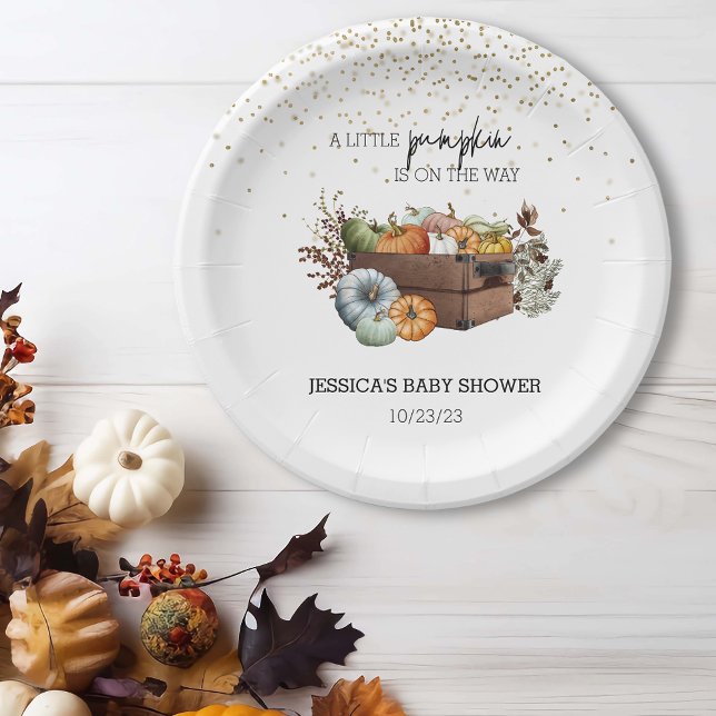 Autumn Little Pumpkin Watercolor Baby Shower   Paper Plates (Creator Uploaded)