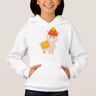 Autumn Llama, Cute Llama, Alpaca, Llama With Hat Hoodie