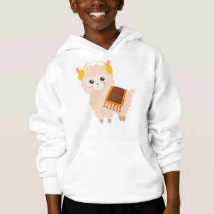 Autumn Llama, Cute Llama, Cute Alpaca, Ear Muffs Hoodie