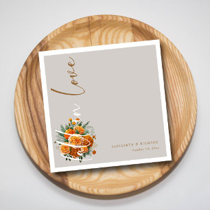 Autumn Love Blooms Elegant Fall Script Wedding Napkins