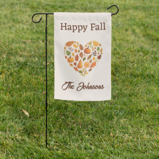 Autumn Love Heart Custom Message Happy Fall Garden Flag