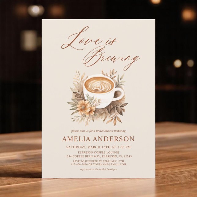 Autumn Love is Brewing Boho Fall Bridal Shower Invitation (Creator Uploaded)