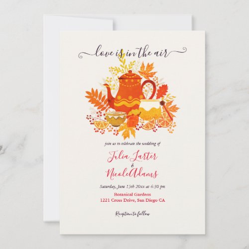 Autumn Love Lemon Fall Tea Party Wedding Invitation