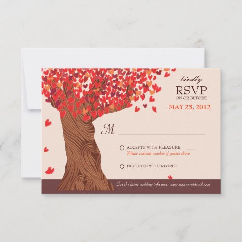 Autumn Love Romantic Oak Tree Fall Wedding RSVP