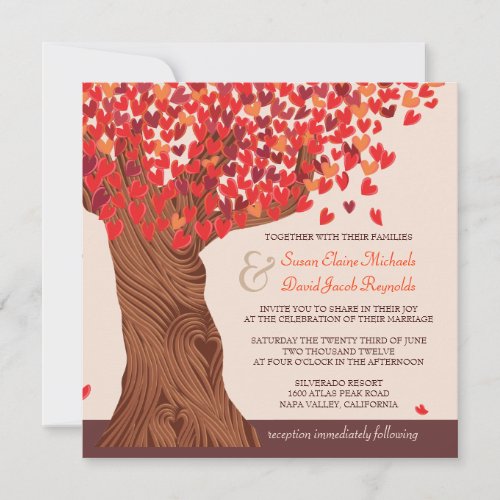 Autumn Love Romantic Oak Tree Wedding Invite