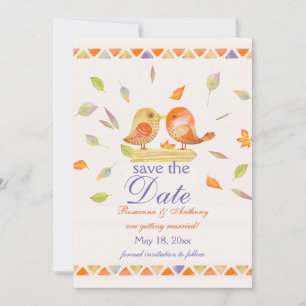 Autumn Lovebirds Save the Date Announcement