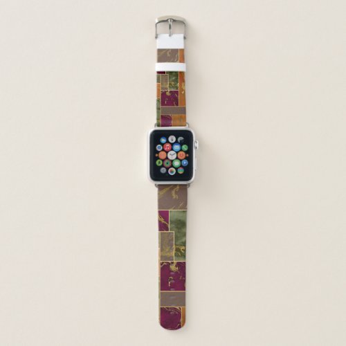 Autumn Luxury  Geometric Gold Jewel Tone Marble Apple Watch Band