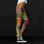Autumn Luxury | Geometric Gold Jewel Tone Marble Leggings<br><div class="desc">Bold, rich, vibrant fall palette of earthy jewel tones with olive green, burnt orange, brown, and harvest gold marbled for warm and deep colors! Geometric rectangle autumn marble shapes trimmed in a faux metallic gold glitter mineral veins. This hand-painted gradient adds the perfect pop of color creating a cool pattern...</div>