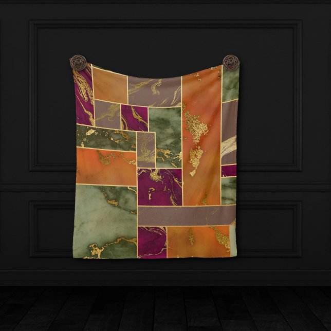 Autumn Luxury | Geometric Gold Jewel Tone Marble Tapestry (Creator Uploaded)