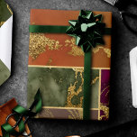 Autumn Luxury | Geometric Gold Jewel Tone Marble Wrapping Paper<br><div class="desc">Bold, rich, vibrant fall palette of earthy jewel tones with olive green, burnt orange, brown, and harvest gold marbled for warm and deep colors! Geometric rectangle autumn marble shapes trimmed in a faux metallic gold glitter mineral veins. This hand-painted gradient adds the perfect pop of color creating a cool pattern...</div>