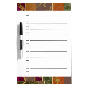 Autumn Luxury   Gold Geometric Marble Checklist Dry Erase Board