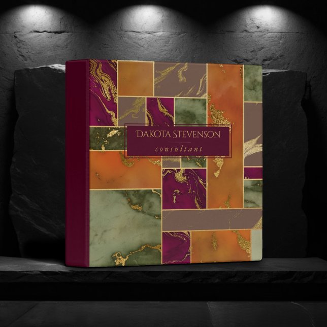 Autumn Luxury | Gold Geometric Marble Portfolio 3 Ring Binder (Creator Uploaded)