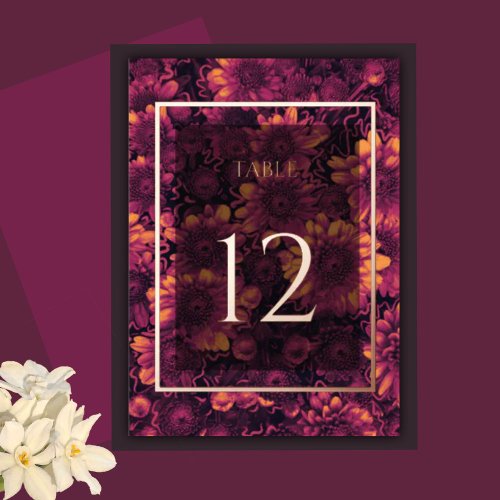 Autumn Magic Garden Floral Table Numbers Gold 