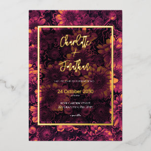 Autumn Magic Garden Floral Wedding Gold    Foil Invitation