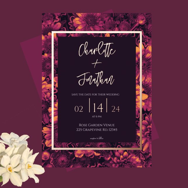 Autumn Magic Garden Floral Wedding Gold    Foil Invitation (Creator Uploaded)