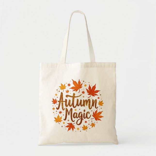 Autumn Magic Glitter Glow Personalized Tote Bag (Front)