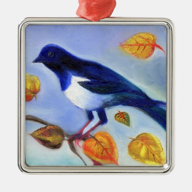 Autumn Magpie 2012 Metal Ornament (Front)