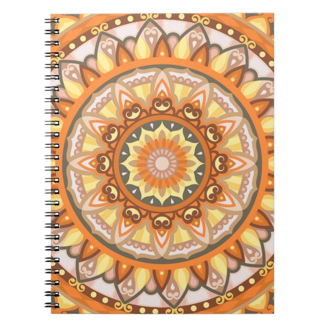 Autumn Mandala Cozy Boho Geometric Pattern Fall Notebook (Front)