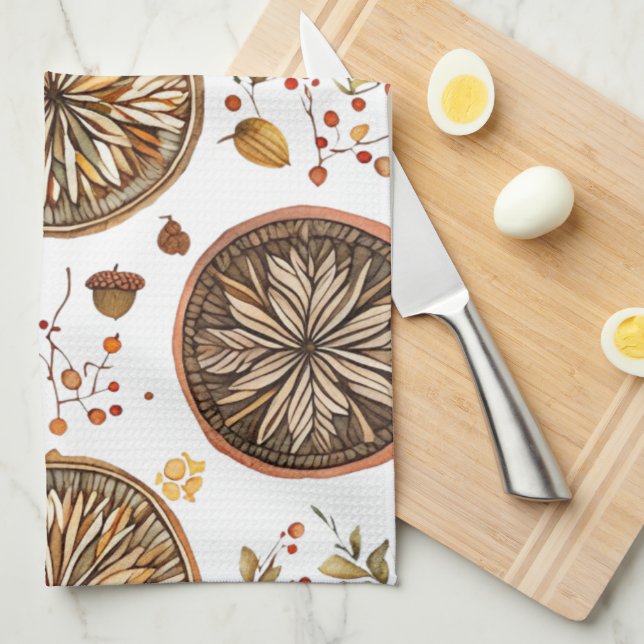 Autumn Mandala Pattern Kitchen Towel (Quarter Fold)