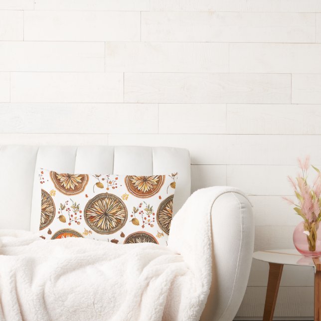 Autumn Mandala Pattern Lumbar Pillow (Couch)
