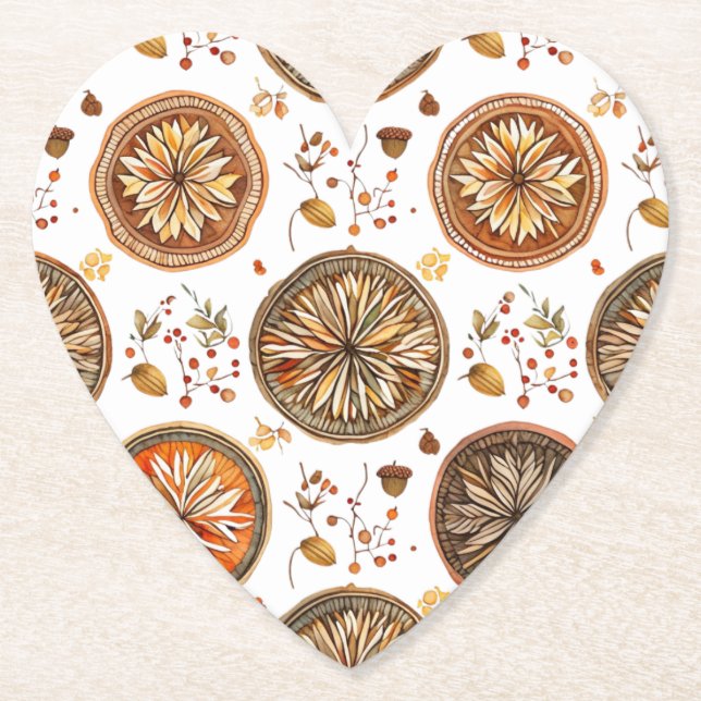Autumn Mandala Pattern Paper Coaster (Front)