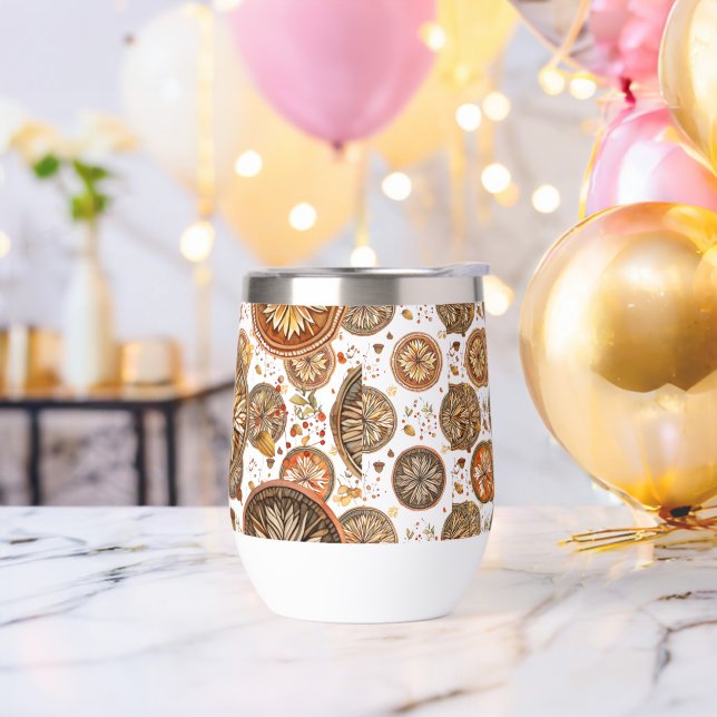 Autumn Mandala Pattern Thermal Wine Tumbler (Bachelor Party)