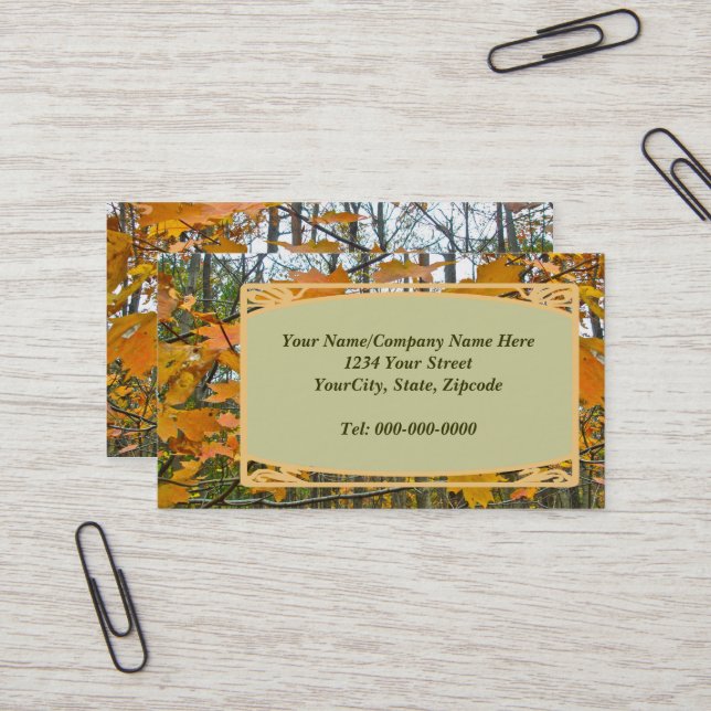 Autumn Maple Foliage Business Card (Front/Back In Situ)