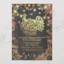 Autumn Maple Gold Turkey Thanksgiving Dinner Party Invitation