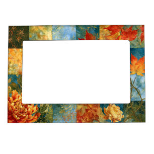 Autumn Maple Leaf Botanical Patchwork Magnetic Frame