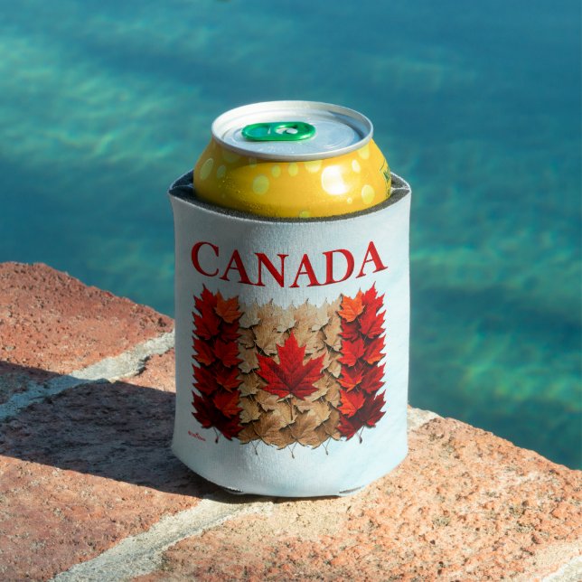 Autumn Maple Leaf Canadian Flag Can Cooler (In Situ Pool)