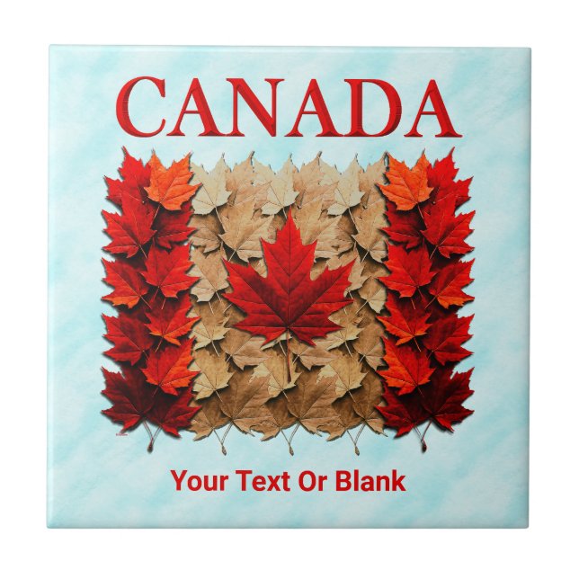 Autumn Maple Leaf Canadian Flag Ceramic Tile (Front)