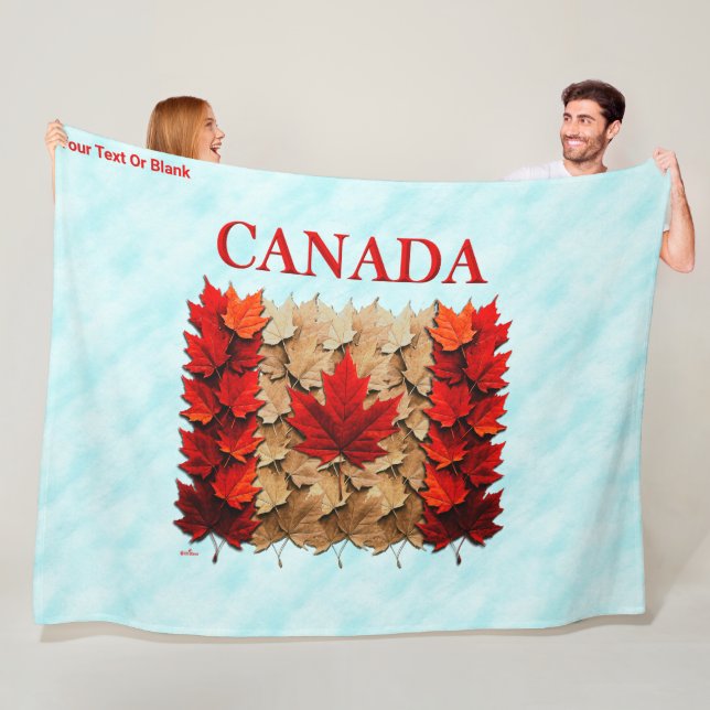 Autumn Maple Leaf Canadian Flag Fleece Blanket (In Situ)