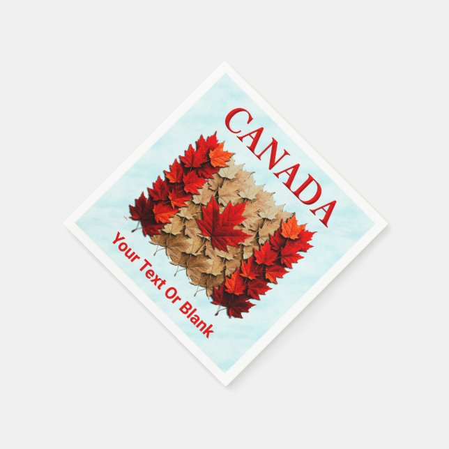 Autumn Maple Leaf Canadian Flag Napkins (Corner)