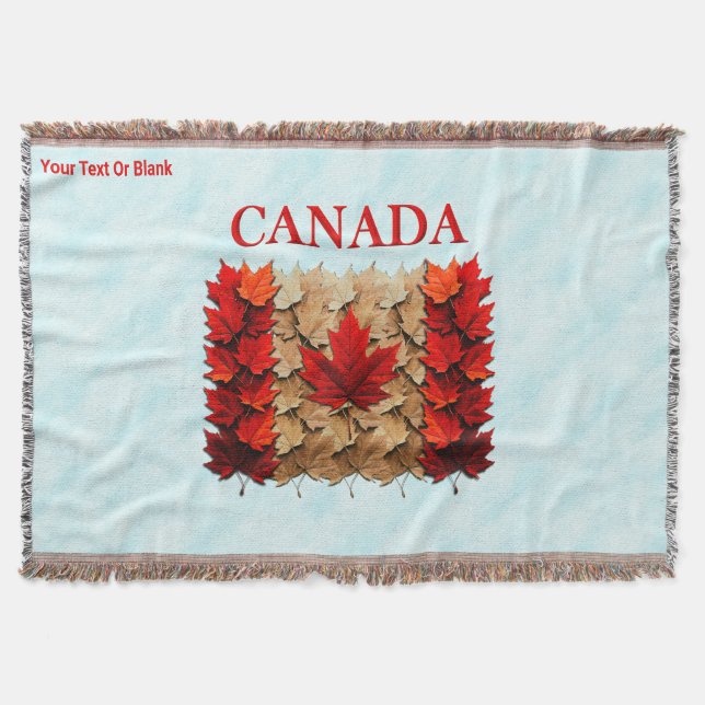Autumn Maple Leaf Canadian Flag Throw Blanket (Front)