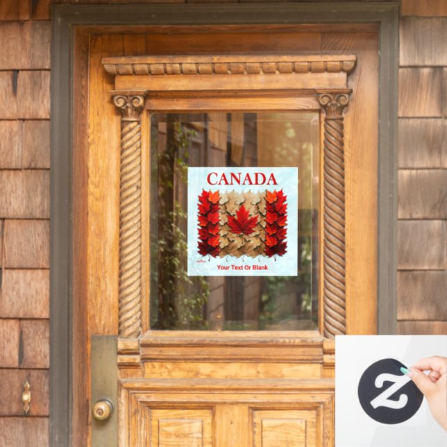 Autumn Maple Leaf Canadian Flag Window Cling (Home Door)