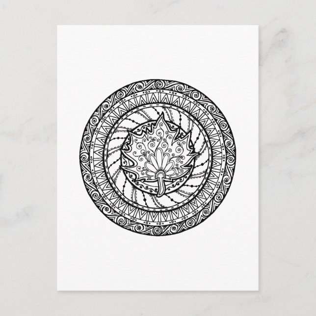 Autumn Maple Leaf Doodle Postcard (Front)