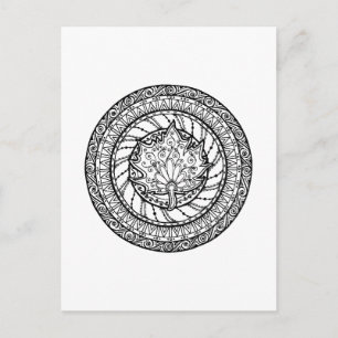 Autumn Maple Leaf Doodle Postcard