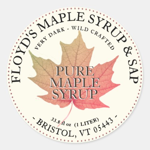 Autumn Maple Leaf Editable Maple Syrup Label
