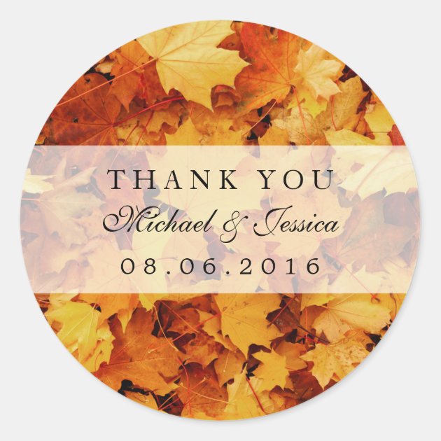 Autumn Maple Leaf Fall Wedding Favor Stickers