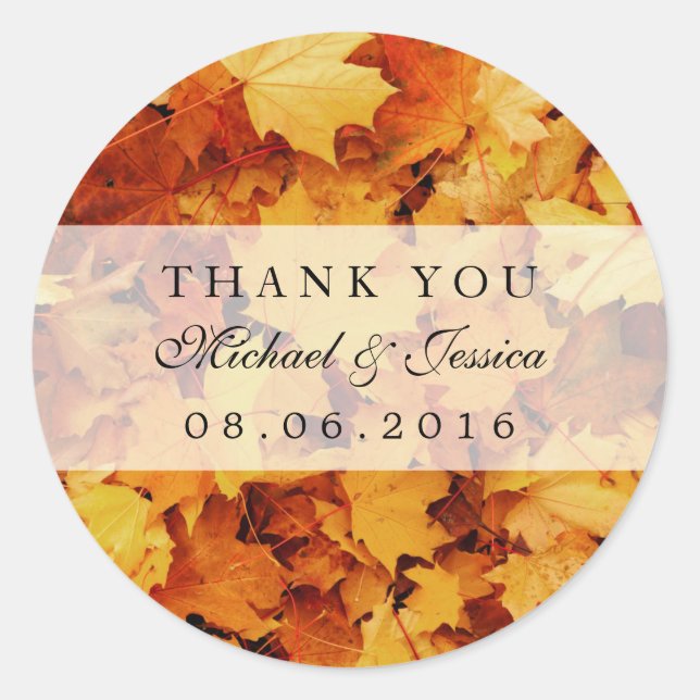 Autumn Maple Leaf Fall Wedding Favor Stickers (Front)